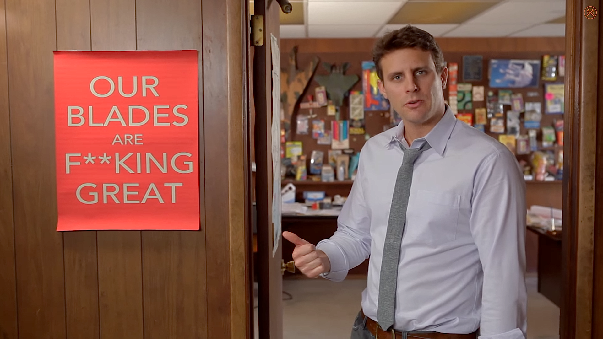 Dollar Shave Club Founder indulging in humorous brand storytelling campaign